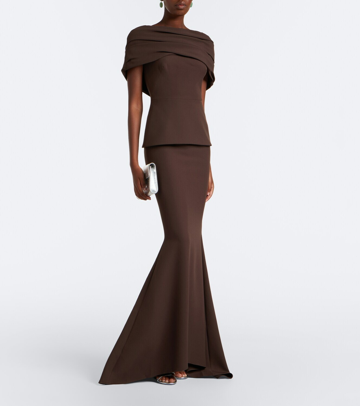 Safiyaa Loura draped peplum crêpe gown