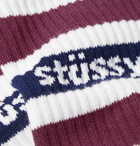 Stüssy - Striped Ribbed Stretch Cotton-Blend Socks - White