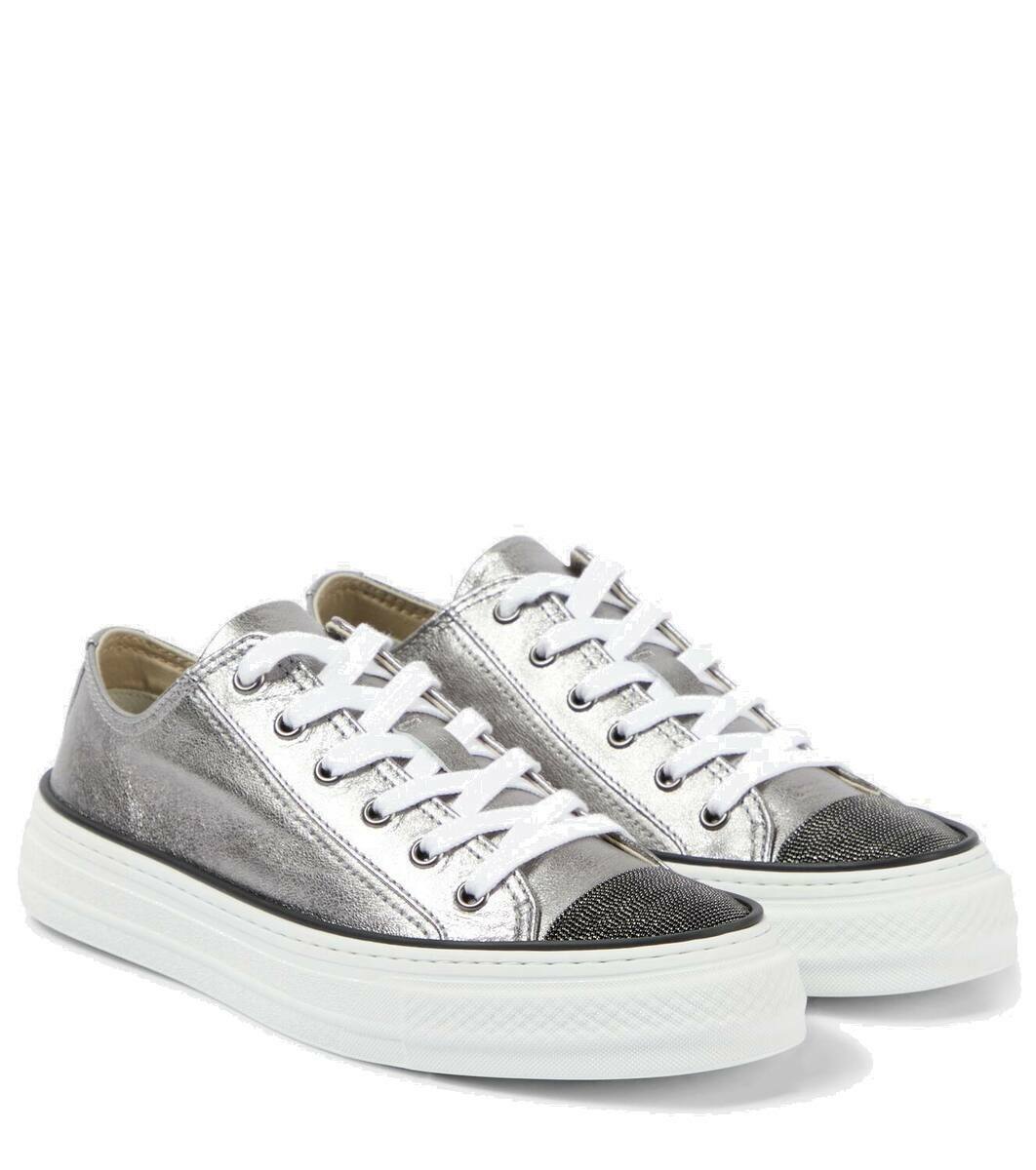 Brunello Cucinelli Metallic leather sneakers Brunello Cucinelli