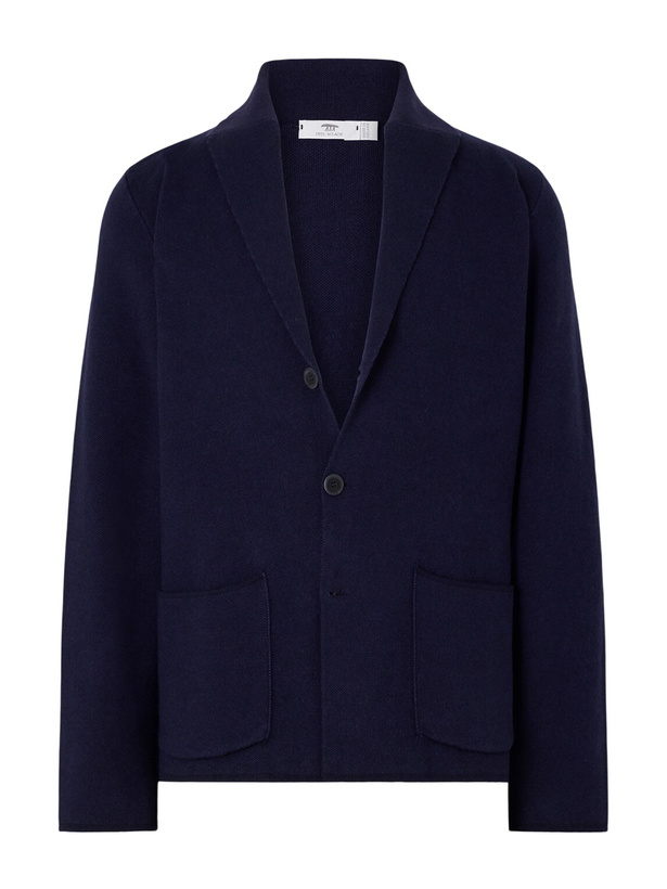 Photo: Inis Meáin - Pub Merino Wool, Cotton and Cashmere-Blend Cardigan - Blue