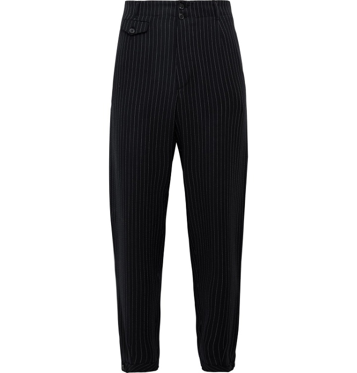 Photo: Rochas - Tapered Pinstriped Virgin Wool Trousers - Black
