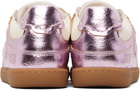 GANNI Pink Crinkle Metallic Sneakers