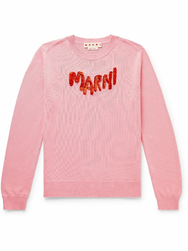 Photo: Marni - Chenille-Embridered Cotton Sweater - Pink