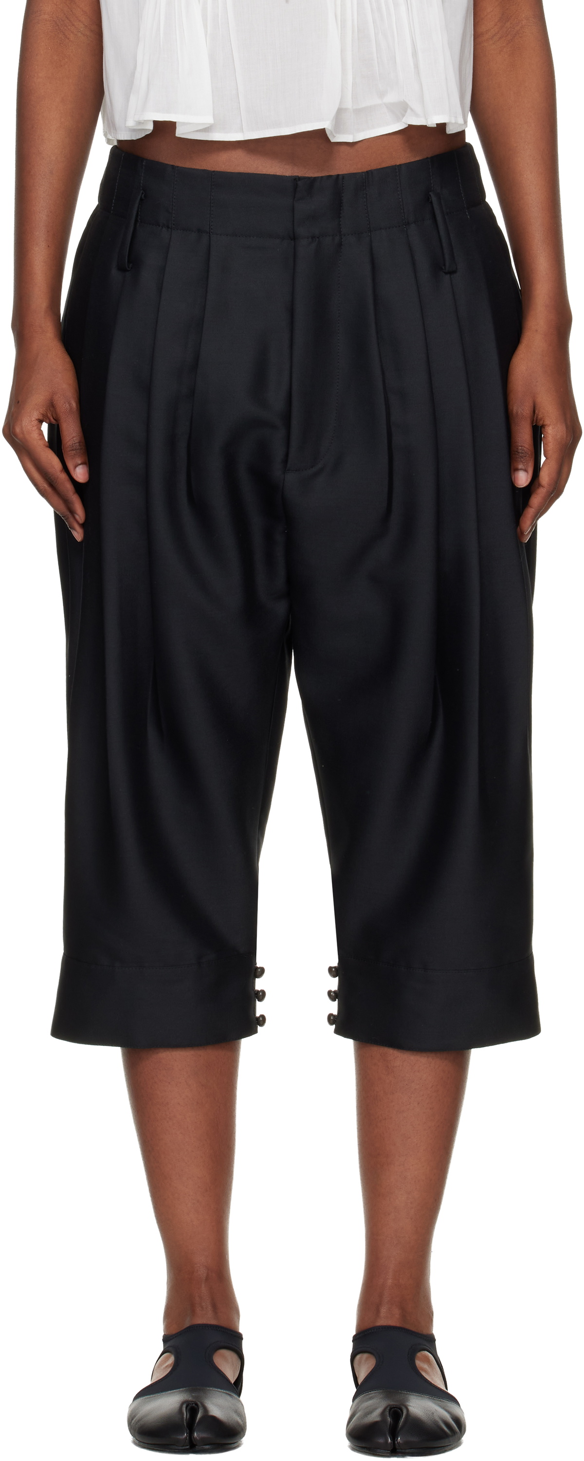 Kenzo Black Kenzo Paris Tailored Cropped Pleated Trousers
