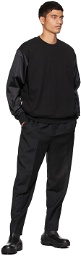 4SDESIGNS Black Nylon Sleeve Logo Sweatshirt