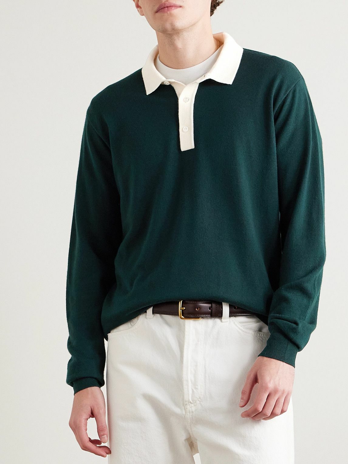 Drake's - Merino Wool Rugby Shirt - Green Drake's