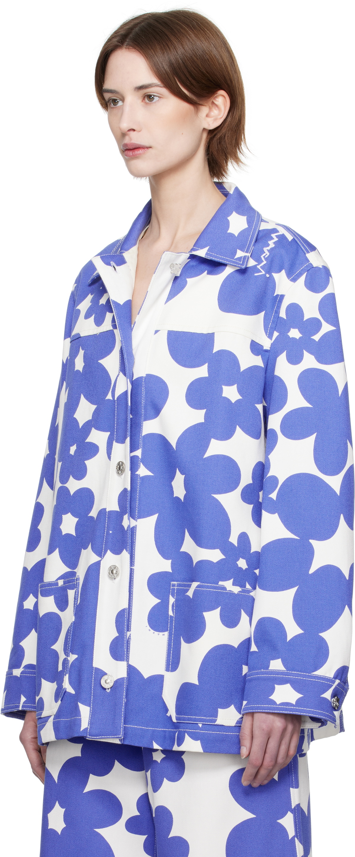 Marni Blue & White Dillies Print Jacket