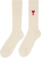 AMI Paris Three-Pack Off-White Ami de Cœur Socks