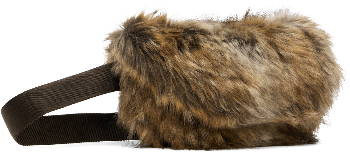 MM6 Maison Margiela Brown Faux Fur Belt Bag
