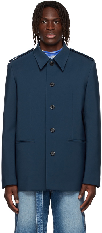 Photo: We11done Navy Regular Collar Jacket