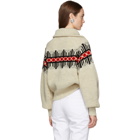 Isabel Marant White Curtis Graphic Knit Zip-Up Sweater