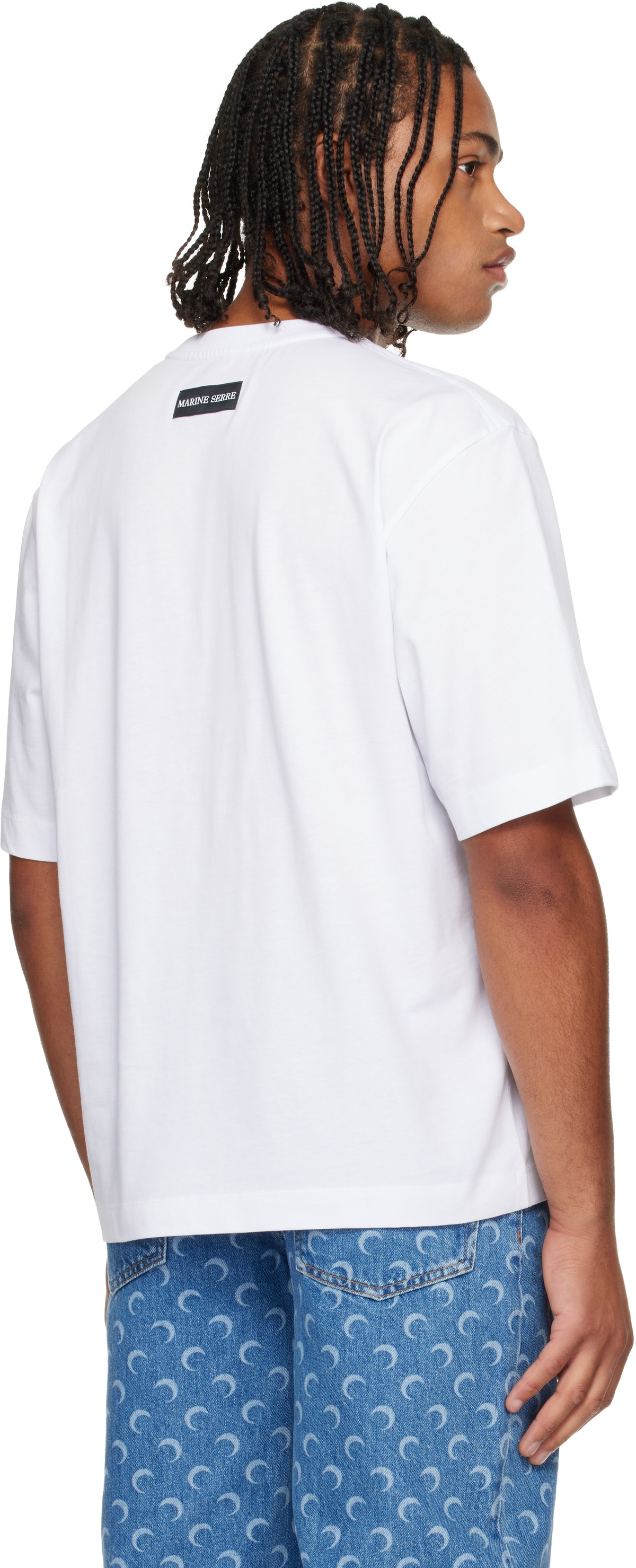 Marine Serre White Moon Logo Jersey Loose Fit S/S T-Shirt