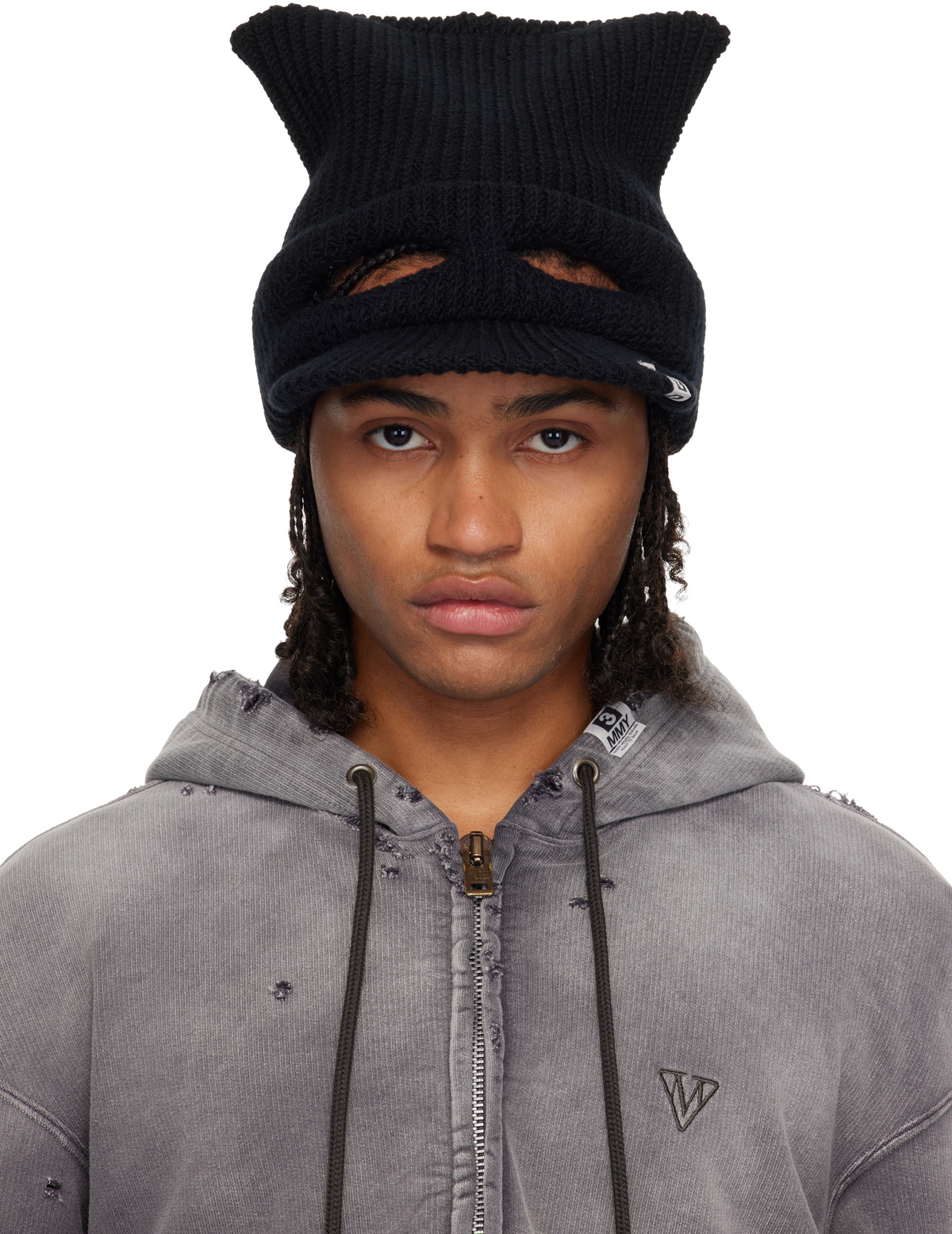 Maison MIHARA YASUHIRO Black Crushed Detail Cap Maison MIHARA YASUHIRO