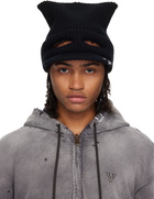 Maison MIHARA YASUHIRO Black Masked Cat Visor Knit Cap