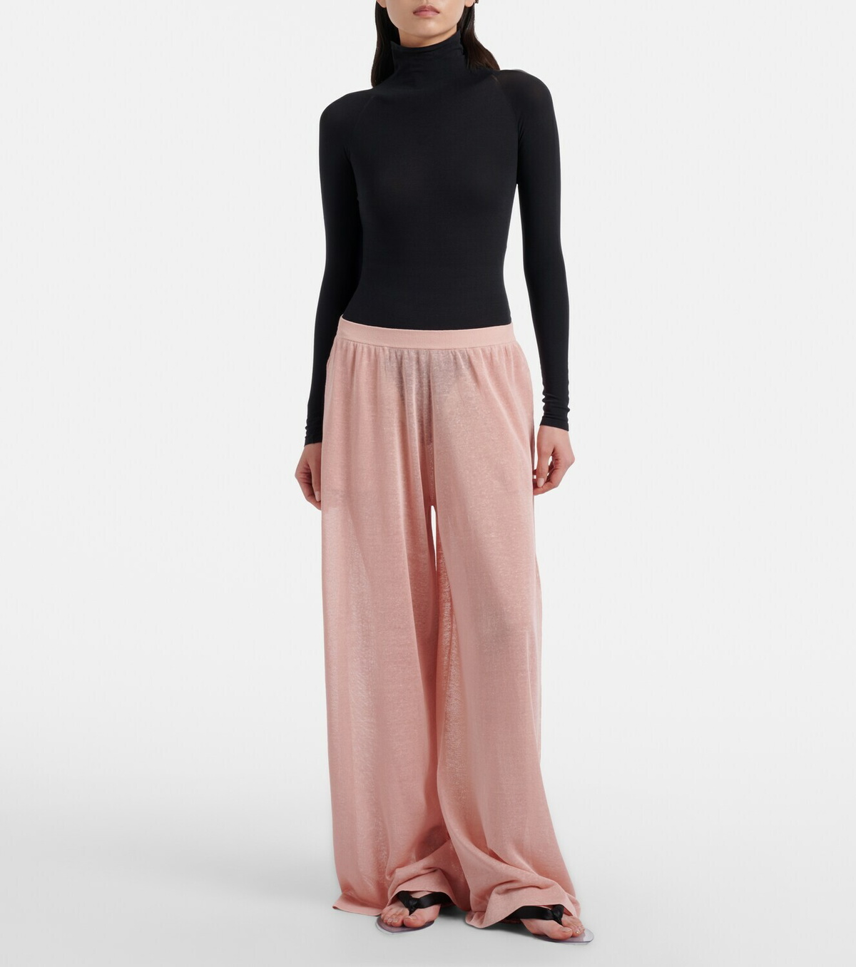 Alaïa Semi-sheer linen and silk wide-leg pants