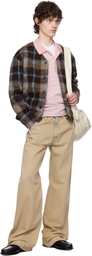 Tonywack Brown Check Wool Mohair Cardigan