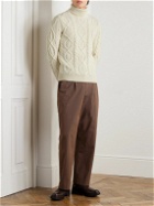 Anderson & Sheppard - Aran Cable-Knit Wool and Cashmere-Blend Rollneck Sweater - Neutrals