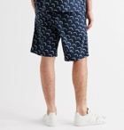 Marni - Wide-Leg Pleated Printed Cotton Shorts - Blue