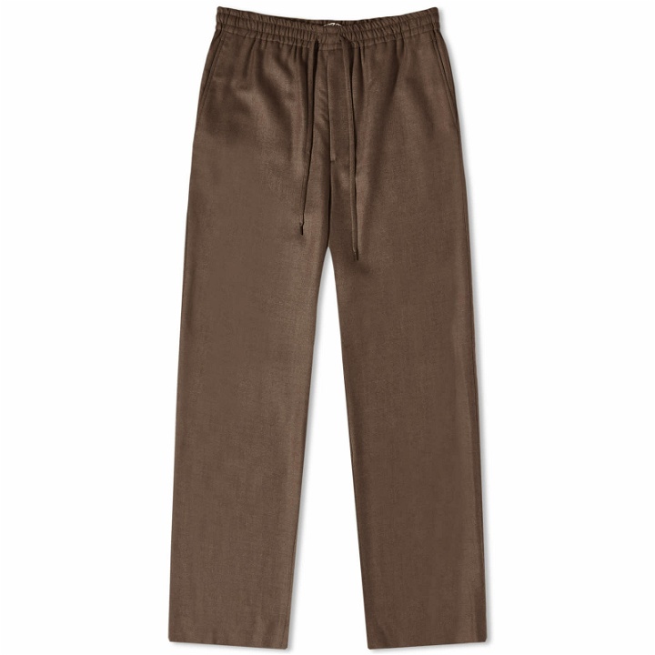 Photo: Auralee Men's Superlight Wool Easy Pants in Top Brown