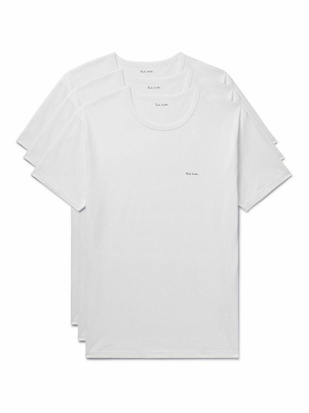 Photo: Paul Smith - Three-Pack Logo-Print Organic Cotton-Jersey T-Shirts - White