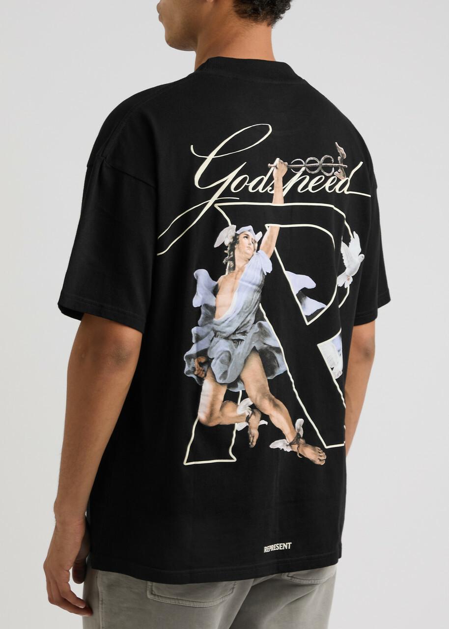 Represent Hermes Printed Cotton T-shirt Black Represent