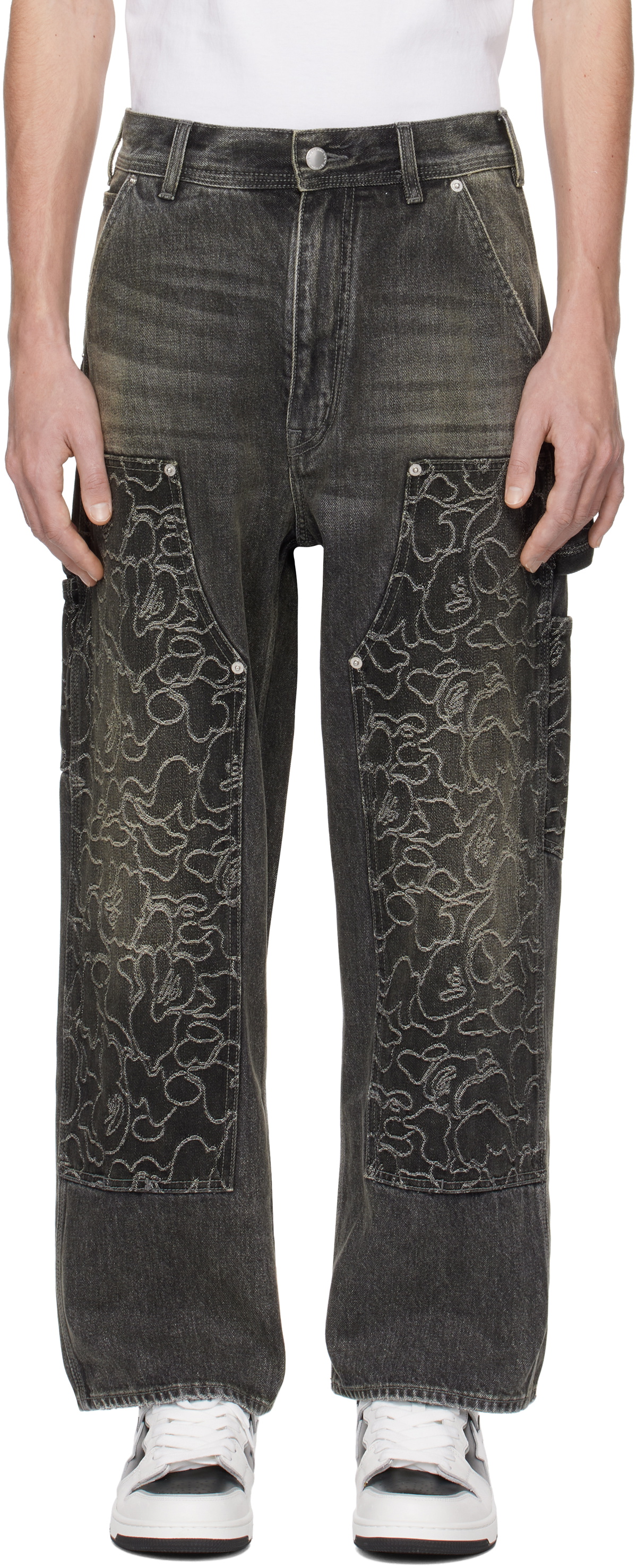 BAPE x 9090 Patch Distressed Jeans Light Indigo Men's - FW22