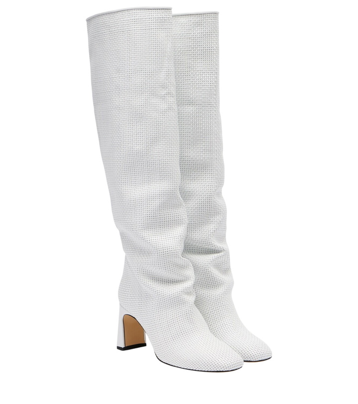 Photo: Souliers Martinez Roberta woven leather knee-high boots