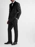 Ralph Lauren Purple label - Gregory Straight-Leg Pleated Wool-Barathea Tuxedo Trousers - Black