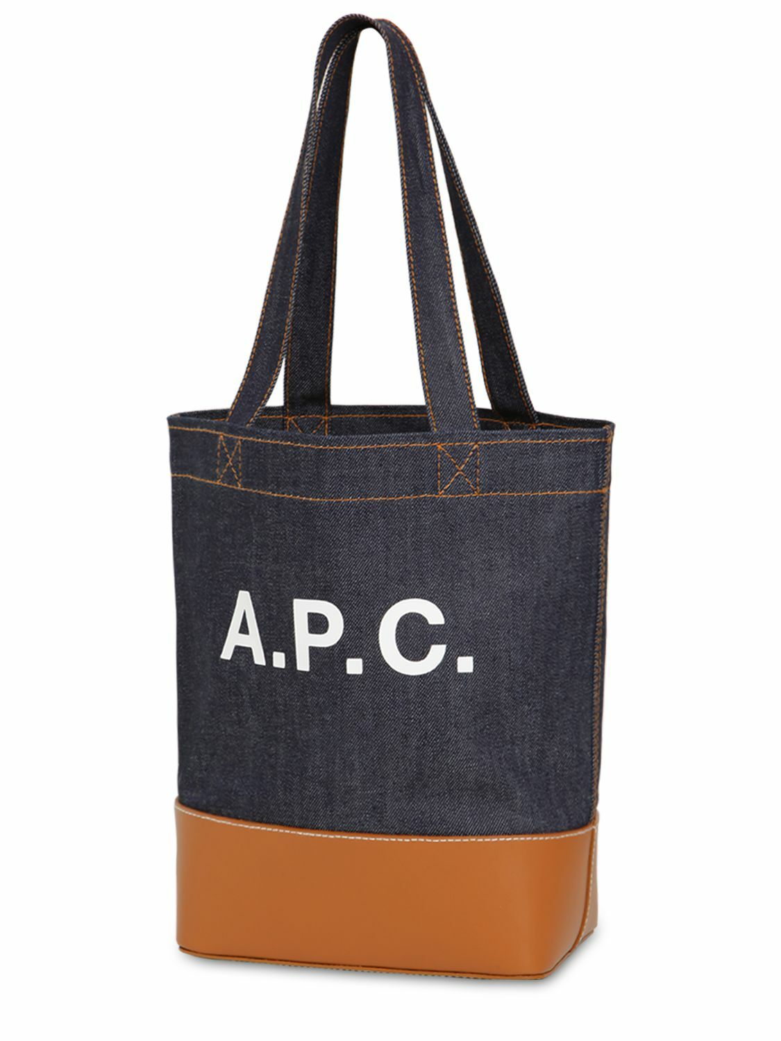 A.P.C. - Small Logo Denim & Leather Tote Bag A.P.C. A.P.C. - Small Logo Denim & Leather Tote Bag A.P.C.