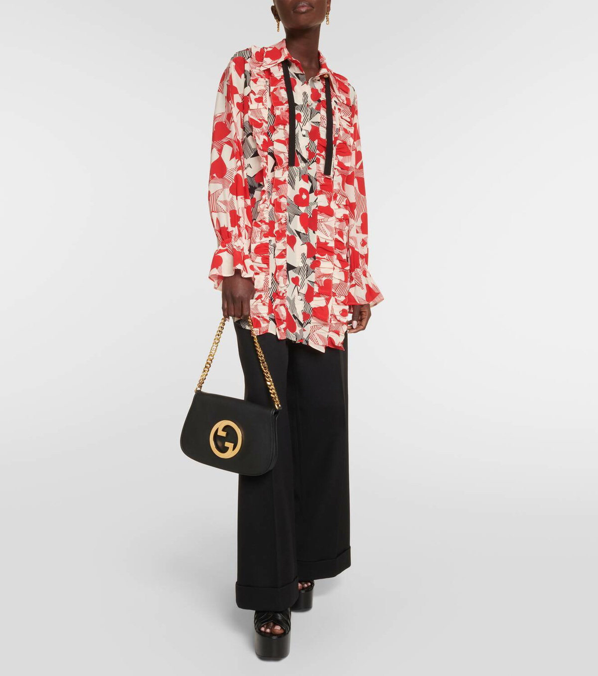 Gucci Ruffled printed silk blouse Gucci