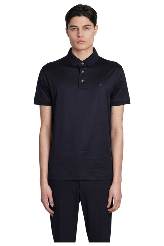 Photo: Emporio Armani Polo In Blue Wool And Polyester