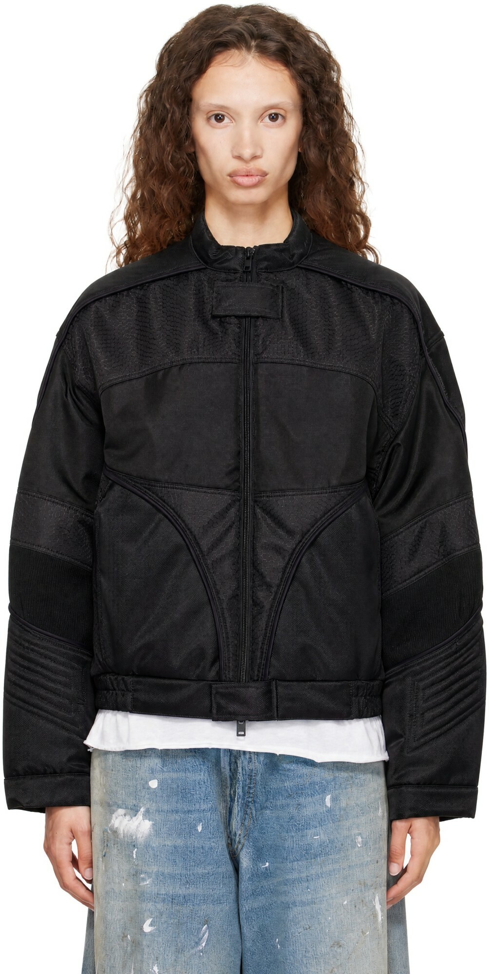 Acne Studios Black Shiny Drill Bomber Jacket