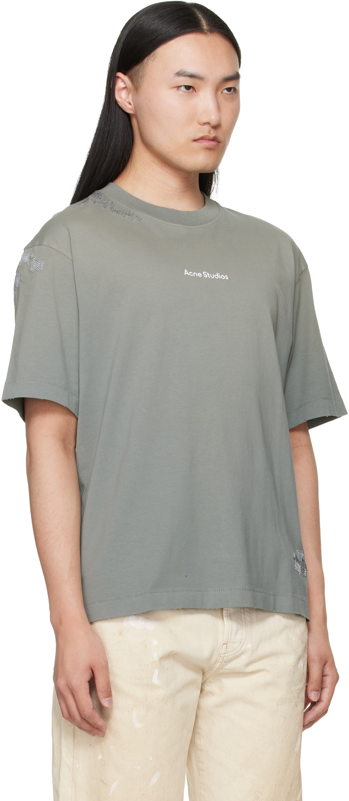 Acne Studios Gray Mended Logo T-shirt