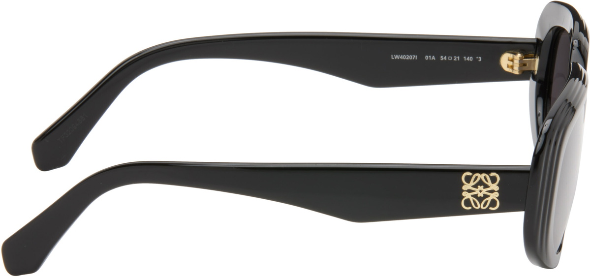 LOEWE Black Mini Anagram Steps Rectangle Sunglasses