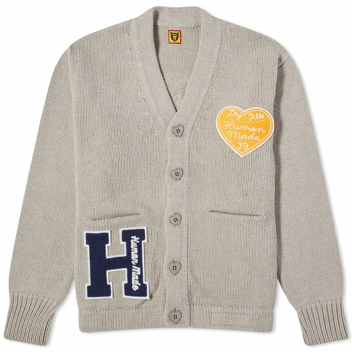 Photo: Human Made Men's Knitted College Cardigan in Gray