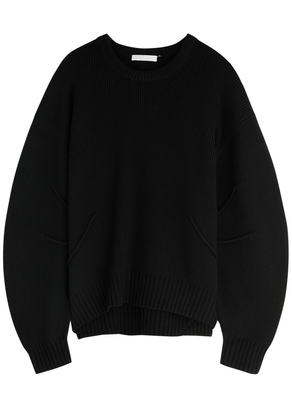 Photo: Helmut Lang Ribbed Wool-blend Jumper Black