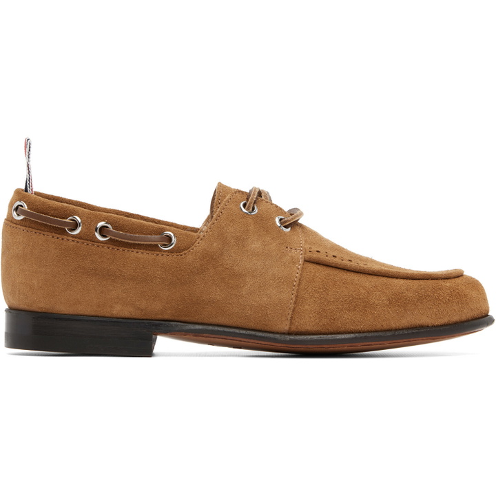 Photo: Thom Browne Tan Suede Flex Leather Sole Boat Shoes