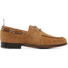 Thom Browne Tan Suede Flex Leather Sole Boat Shoes