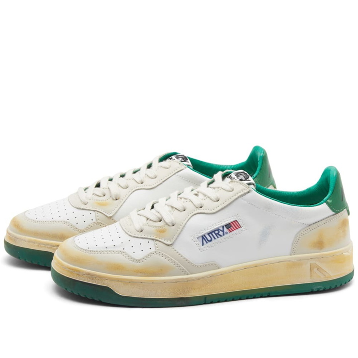 Photo: Autry Men's Cracked Super Vintage Low Sneakers in White/Green