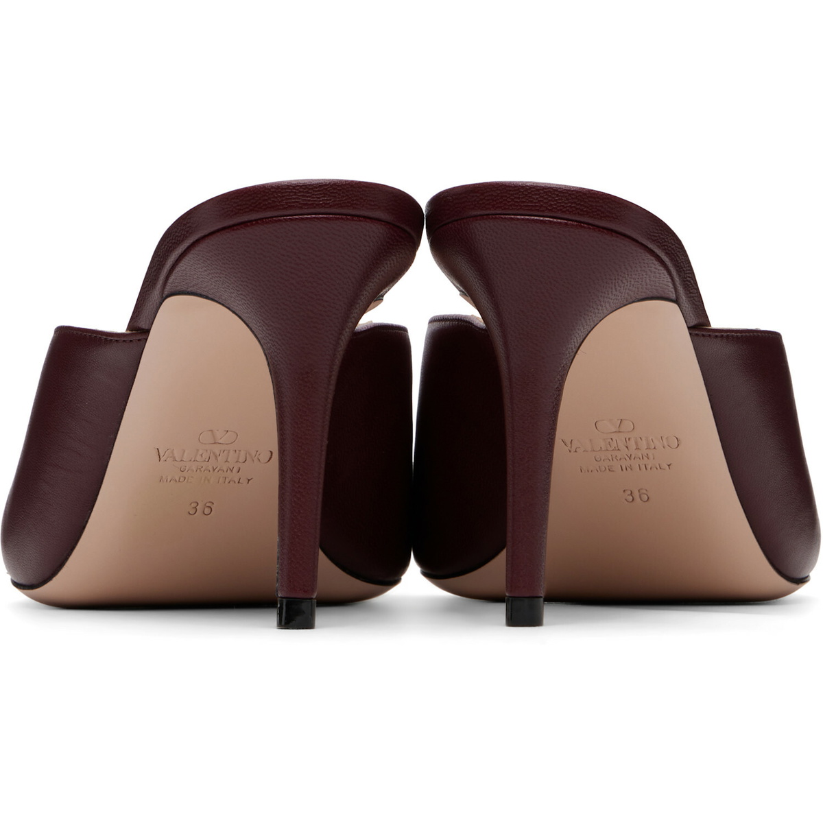 Valentino Garavani Burgundy VLogo Signature Heeled Sandals