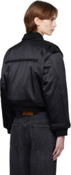 Alexander Wang Black Logo-Embroidered Bomber Jacket