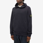 Stone Island Men's Snap Neck Popover Hoodie in Navy Blue