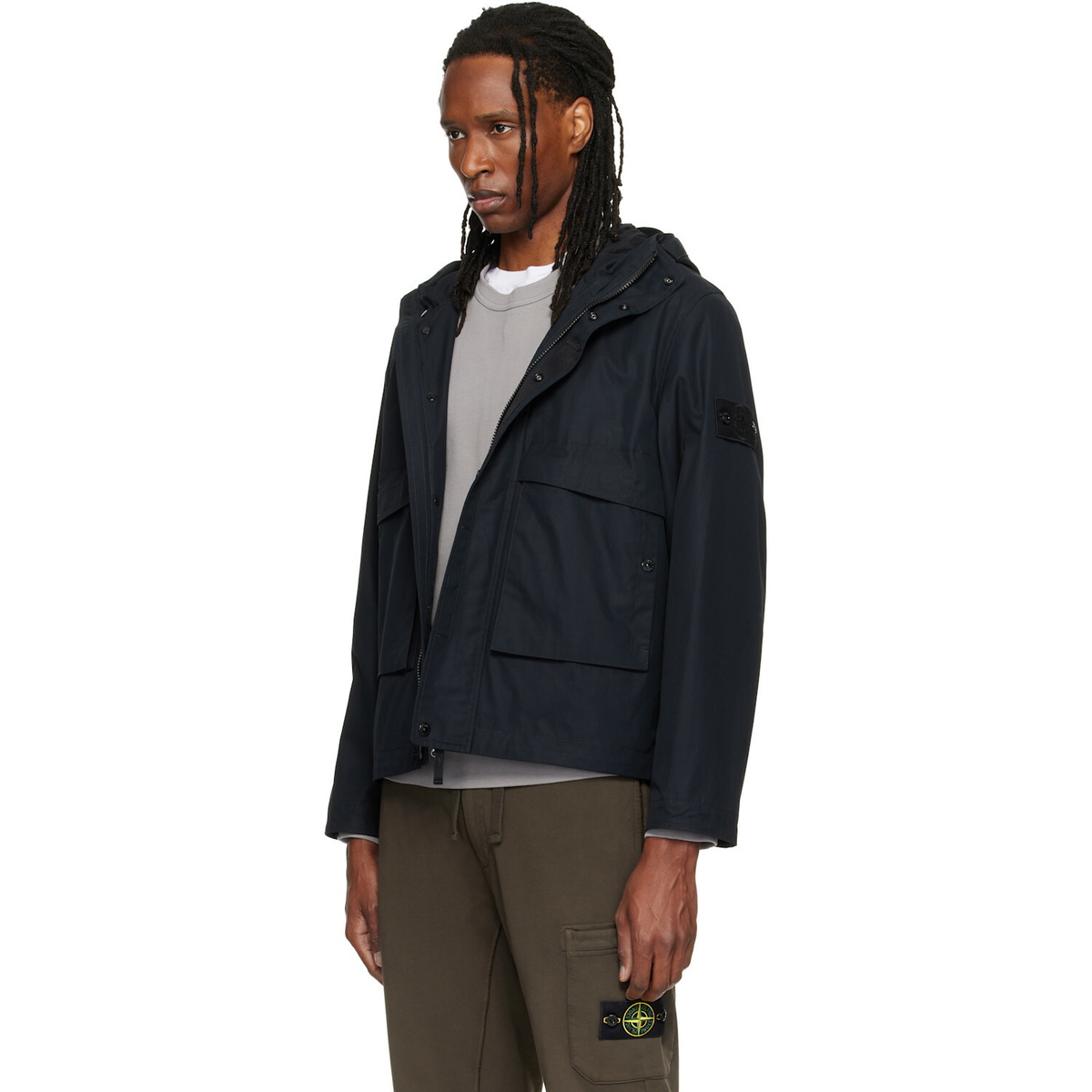 Stone Island Black Q100025 All-Weather Cotton Canvas_S.I. Ghost Jacket