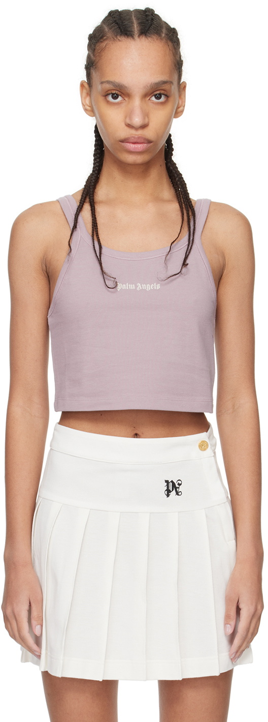 Palm Angels Purple Embroidered Tank Top