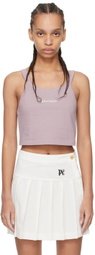 Palm Angels Purple Embroidered Tank Top