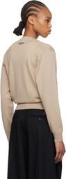 Kenzo Beige Kenzo Paris 'KENZO Pop' Embroidered Crewneck Cardigan