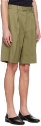 Róhe Green Pleated Shorts