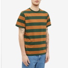 Foret Men's Willow Stripe T-Shirt in Rubber/Dark Green