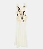 Xu Zhi Feather-trimmed embroidered gown