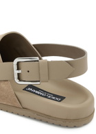 Dolce & Gabbana Clog Suede Sliders Tan